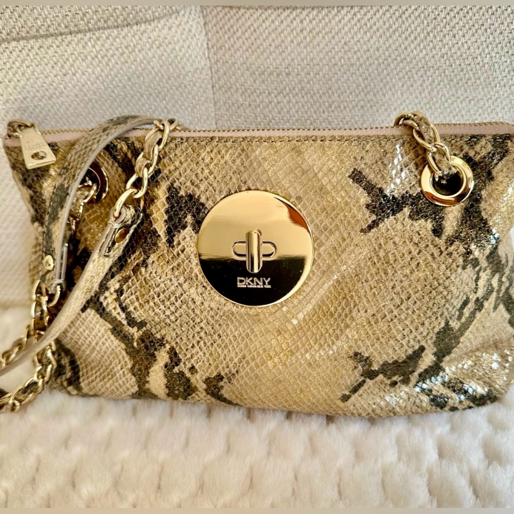 DKNY Gold and Black Snakeskin  Handbag